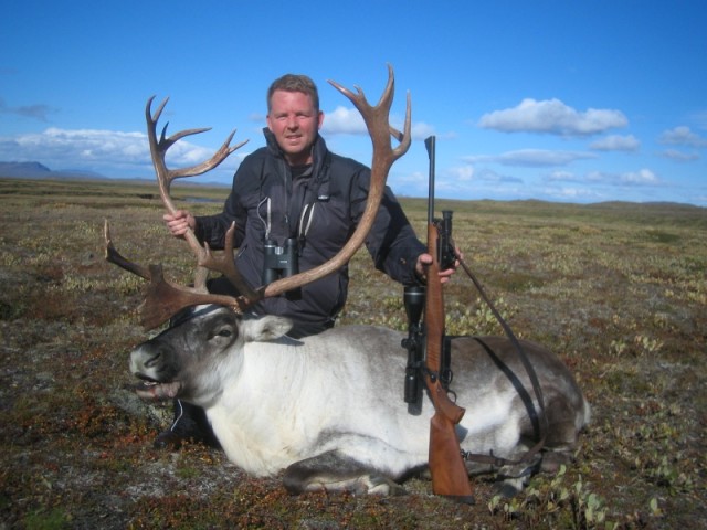 Ólafur Ingólfsson við tarfinn sinn.