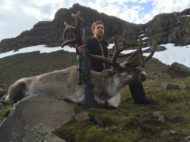 Andri Freyr Þorsteinsson með sinn hornprúða tarf.