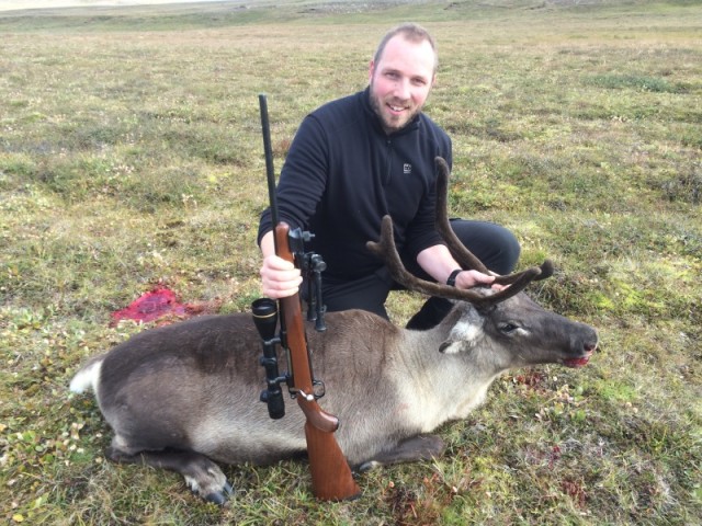 Guðjón með sína eðla kú.