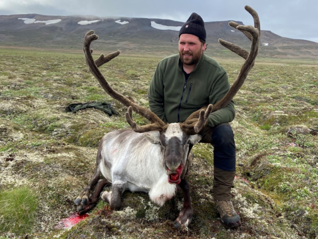 Ingi Mar við tarfinn.